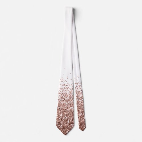 Rose Gold Fading Waterfall Ombre Glitter Neck Tie