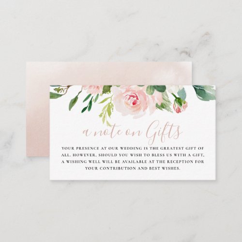 Rose Gold Fall Flowers Wedding Wishing Well  Enclosure Card