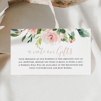 Rose Gold Fall Flowers Wedding Wishing Well  Enclosure Card