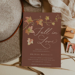 Rose Gold "Fall in Love" Bridal Shower Foil Invitation
