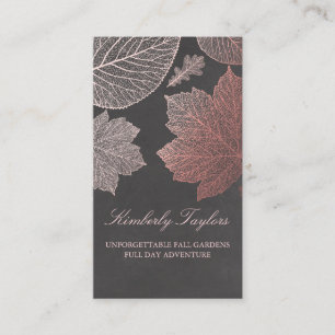 Rose Gold Fall Leaves Elegant Modern Garden Business Card