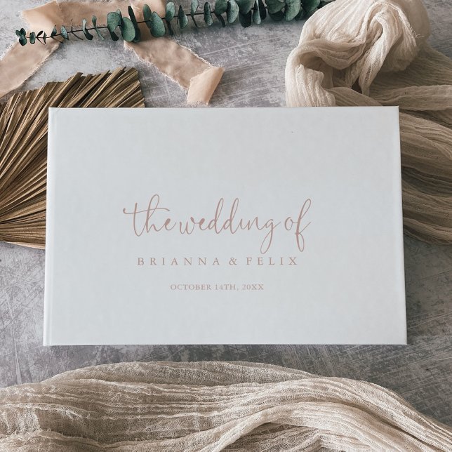 Rose Gold Fancy Script Wedding Guest Book (Creator Uploaded)