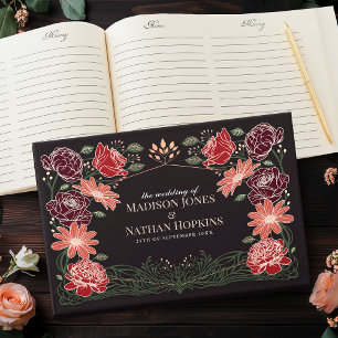 Rose Gold Fantasy Enchanted Floral Garden Wedding Guest Book