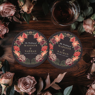 Rose Gold Fantasy Enchanted Garden Wedding Round Paper Coaster