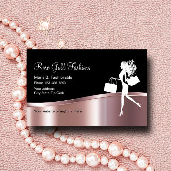 Rose Gold Fashion Design Business Card by Luckyturtle at Zazzle
