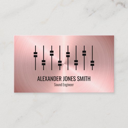 Rose Gold Faux Audio Engineer Business Card