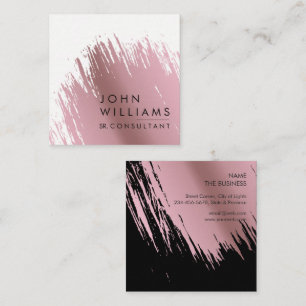Rose Gold Faux Brushed Strokes Professional modern Square Business Card