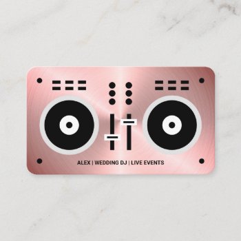 Rose Gold Faux Dj Controller Business Card by SpinNationStore at Zazzle