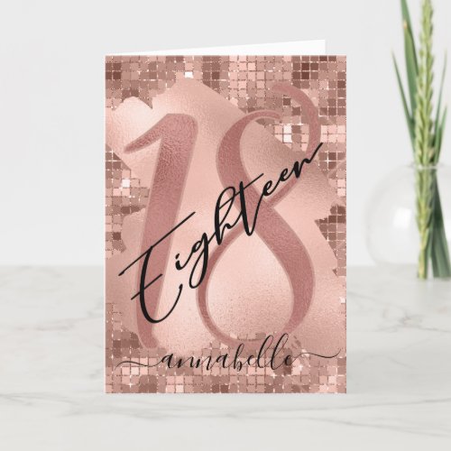 Rose Gold Faux Foil 18th Birthday Card