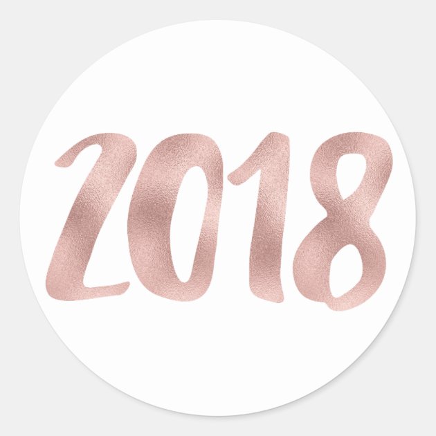 Rose Gold Faux Foil 2018 Stickers, Round, Small Classic Round Sticker