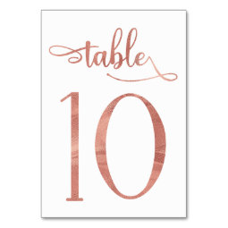 Rose Gold faux foil 3.5x5 table number | Table 10 | Zazzle