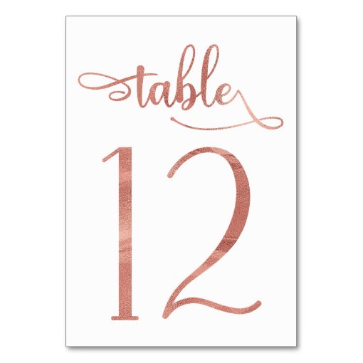 Rose Gold Faux Foil 3.5x5 Table Number 