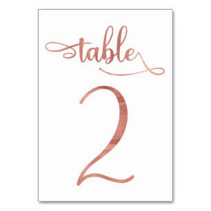 Rose Gold faux foil 3.5x5 table number Table 2