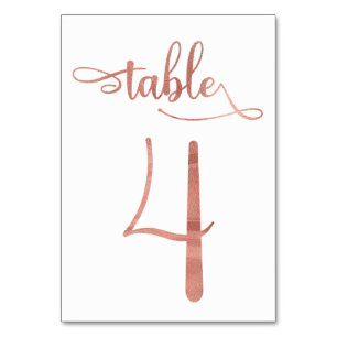 Rose Gold faux foil 3.5x5 table number   Table 4