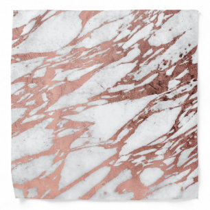 Rose Gold Faux Foil and White Marble Pattern Bandana