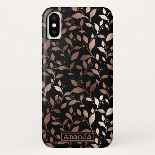 Rose Gold Faux Foil Botanical Modern Pattern iPhone X Case