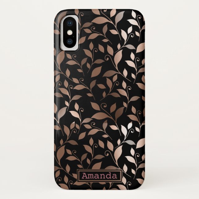 Rose Gold Faux Foil Botanical Modern Pattern Case-Mate iPhone Case (Back)