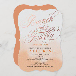 Rose gold faux Foil, Brunch & Bubbly Baby Shower Invitation