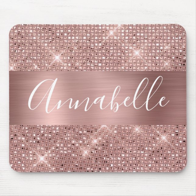 Rose Gold Faux Foil Chic Mouse Pad (Front)