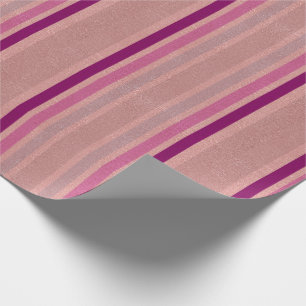 Rose Gold Faux Foil Glitter Pink Purple Stripes Wrapping Paper
