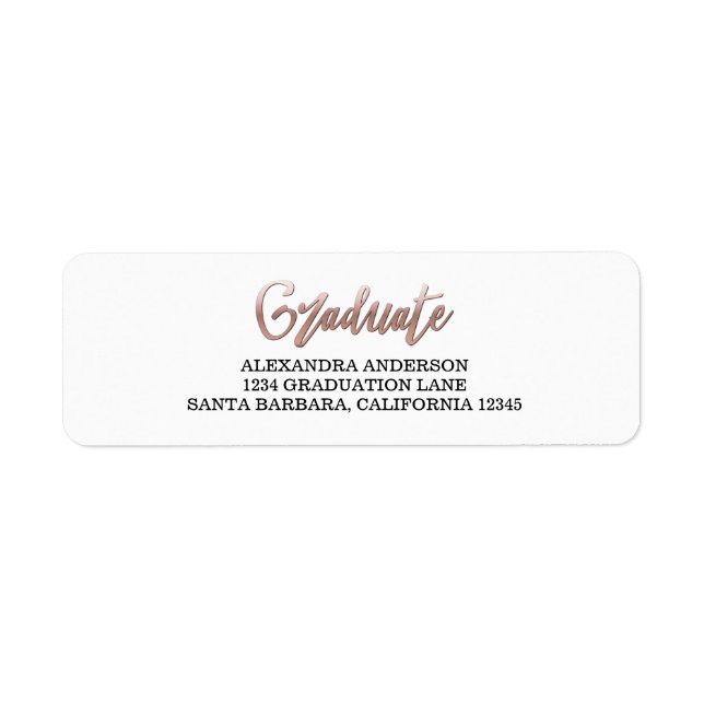Rose Gold Faux Foil Graduation Address Labels (Front)