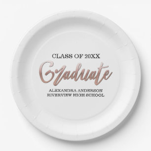 Rose Gold Faux Foil Graduation Any Color Bckground Paper Plates