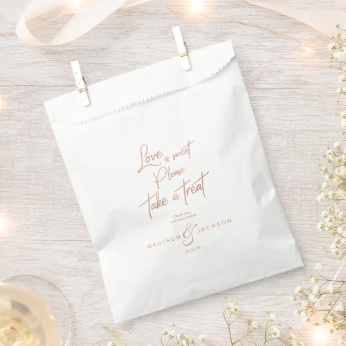 Rose Gold Faux Foil Love is Sweet Take a Treat Favor Bag