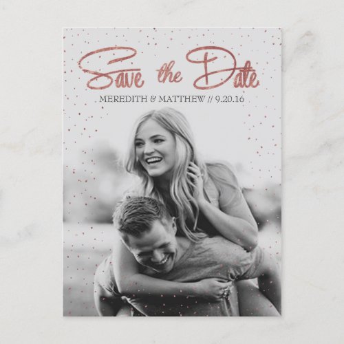 Rose Gold Faux Foil Save the Date Postcard