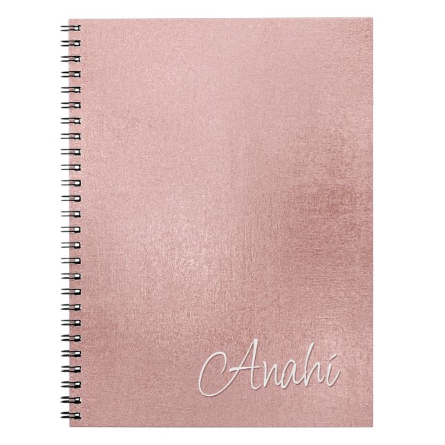 Rose Gold Faux Foil Simple Minimalist Custom Notebook (Front)