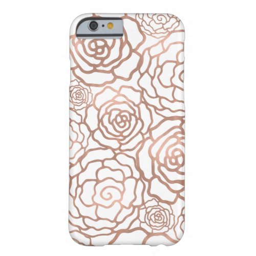 Rose Gold Faux Foil  White Floral Lattice Barely There iPhone 6 Case