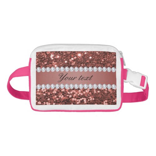 Rose Gold Faux Glitter and Diamonds Personalized Fanny Pack