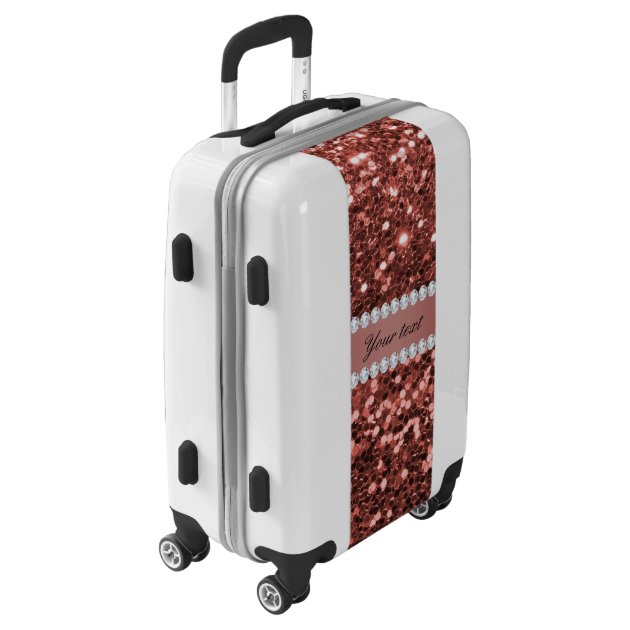 rose gold glitter suitcase