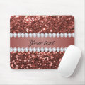 Rose Gold Faux Glitter and Diamonds Personalized Mouse Pad | Zazzle