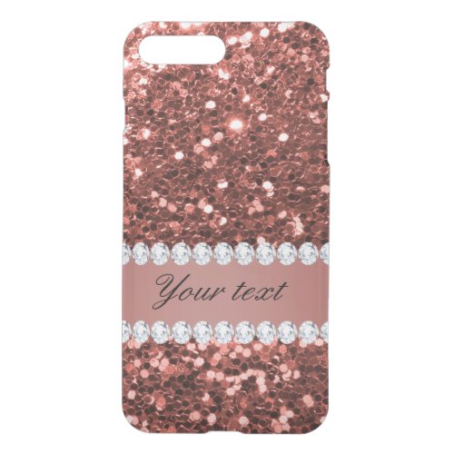 Rose Gold Faux Glitter and Diamonds Personalized iPhone 8 Plus7 Plus Case