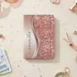 Rose Gold Faux Glitter Bling Handwritten name  Passport Holder<br><div class="desc">This design may be personalized in the area provided by changing the photo and/or text. Or it can be customized by choosing the click to customize further option and delete or change the color of the background, add text, change the text color or style, or delete the text for an...</div>