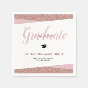 Rose Gold Faux Glitter class of 2026 Graduation Napkins