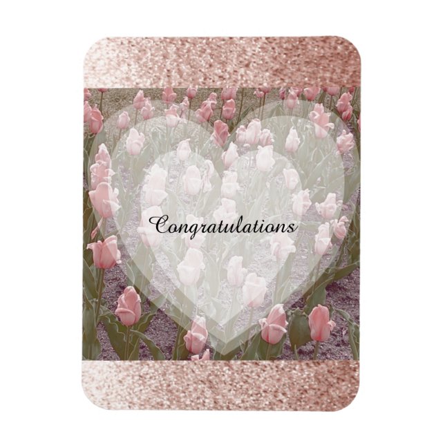 Rose Gold Faux Glitter Congratulations Magnet (Vertical)