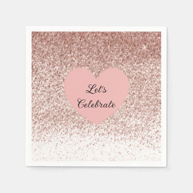 Rose Gold Faux Glitter Design Napkin (Front)