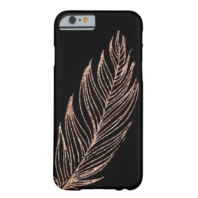 Rose Gold Faux Glitter Feather Case-Mate iPhone Case (Back)