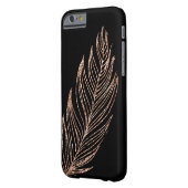 Rose Gold Faux Glitter Feather Case-Mate iPhone Case (Back Left)