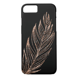 Rose Gold Faux Glitter Feather iPhone 7 Case