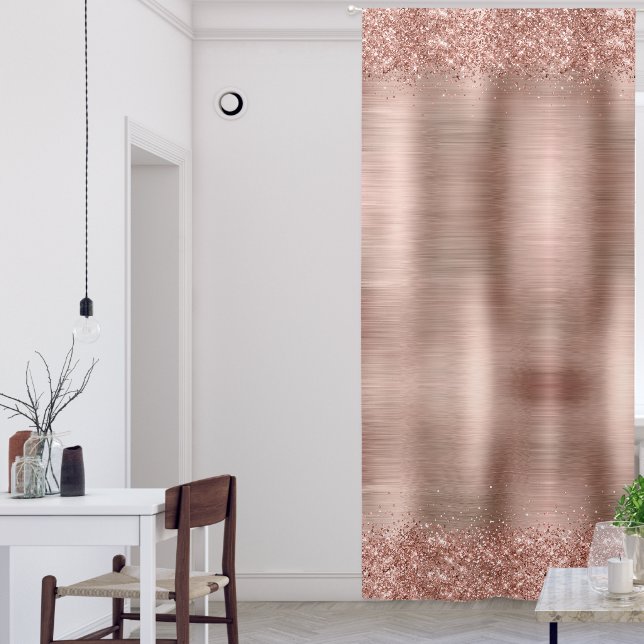 Rose Gold Faux-Glitter Girly Glam Blackout Curtains (Living Room)