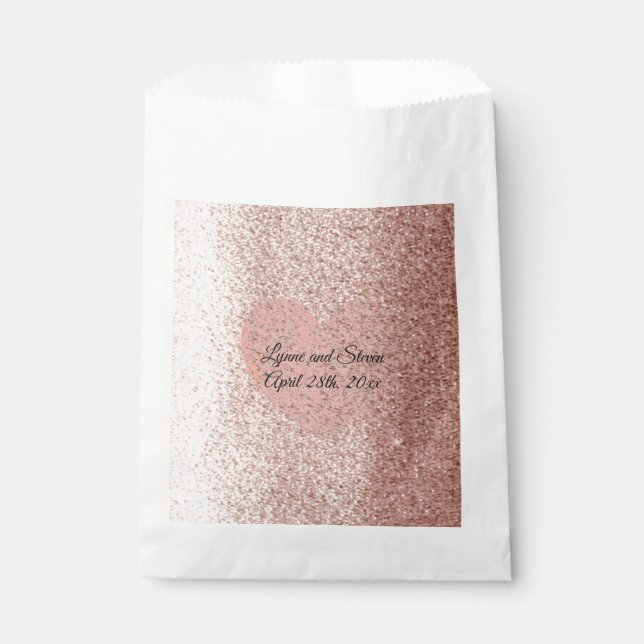 Rose Gold Faux Glitter Heart Favor Bag (Front)
