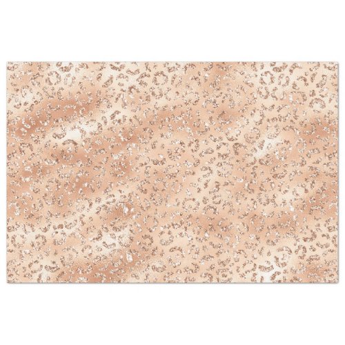 Rose Gold Faux Glitter Leopard Print Tissue Paper