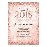 Rose Gold Faux Glitter Lights 2018 Graduation Invitation