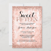 Rose Gold Faux Glitter Lights Sweet 15 Quinceanera Invitation (Front)