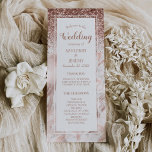 Rose Gold Faux Glitter Marble Script Wedding Program<br><div class="desc">An elegant design featuring rose gold script and serif text on a white rectangle,  on a rose gold and white marble background accented by faux rose gold glitter.</div>