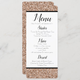 Rose Gold Faux Glitter Menu Invitation