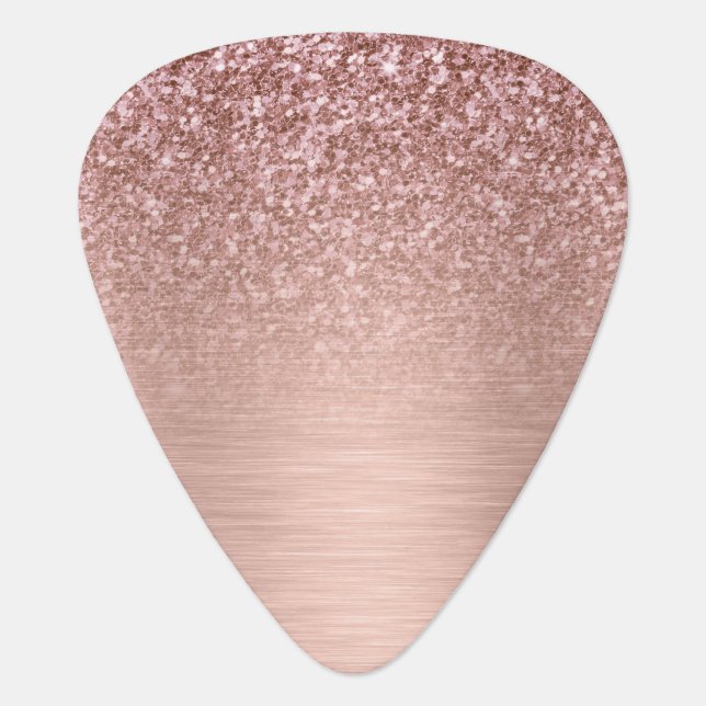 Rose-gold Faux Glitter & Metallic Texture Guitar Pick (Front)