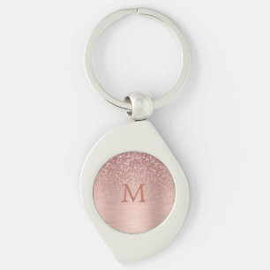 Rose-gold Faux Glitter & Metallic Texture Keychain